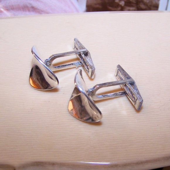 Signed Jenni Sterling Silver "Thumbprint" Cufflinks - Picture 5 of 9